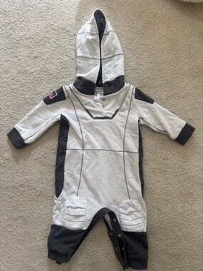 Official Space-X Baby Hooded One-Piece Romper White and Grey